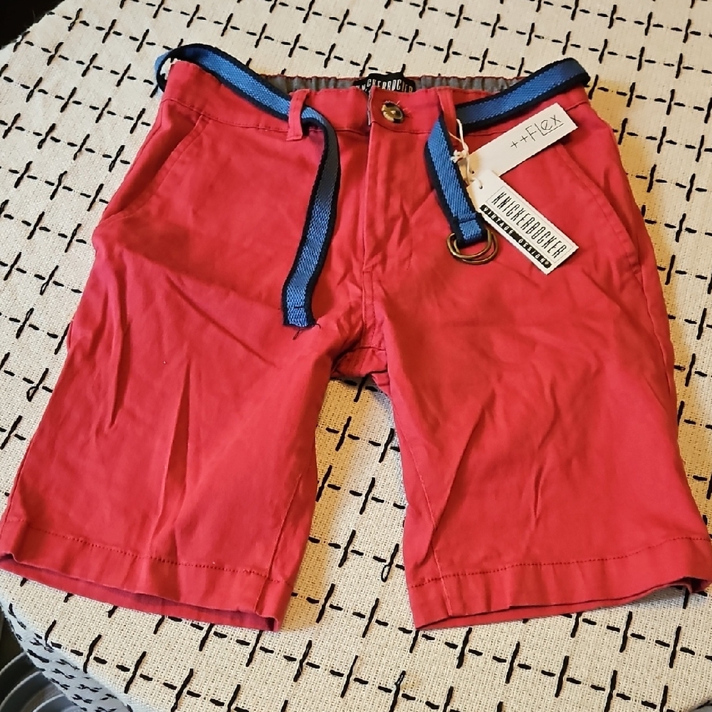 NWT: Knickerbocker Men's Vintage Design Red Shorts with Blue Belt